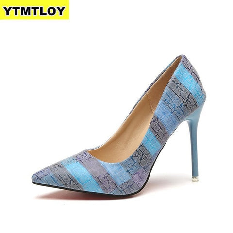 Plus Size 34-42 2019 Spell Color Women Pump  High Heels Single Shoes Female Summer Patent Leather Wedding Party Woman Gladiator
