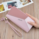 Geometric Women Clutch Pink Wallets Phone Pocket Purse Card Holder Patchwork Women Long Wallet Lady Fashion Short Coin Burse