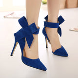 HAIYUELI New spring summer fashion sexy big bow pointed toe high heels sandals shoes woman ladies wedding party pumps dress shoe