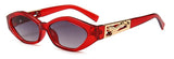 SHAUNA Diamond Sharp Fashion Metal Jumping Cheetah Decoration Fashion Women Small Cat Eye Sunglasses