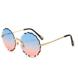 2019 Luxury Round Sunglasses Women Brand Designer Rimless Sun Glasses for Female Tint Fashion Rosie Eyewear