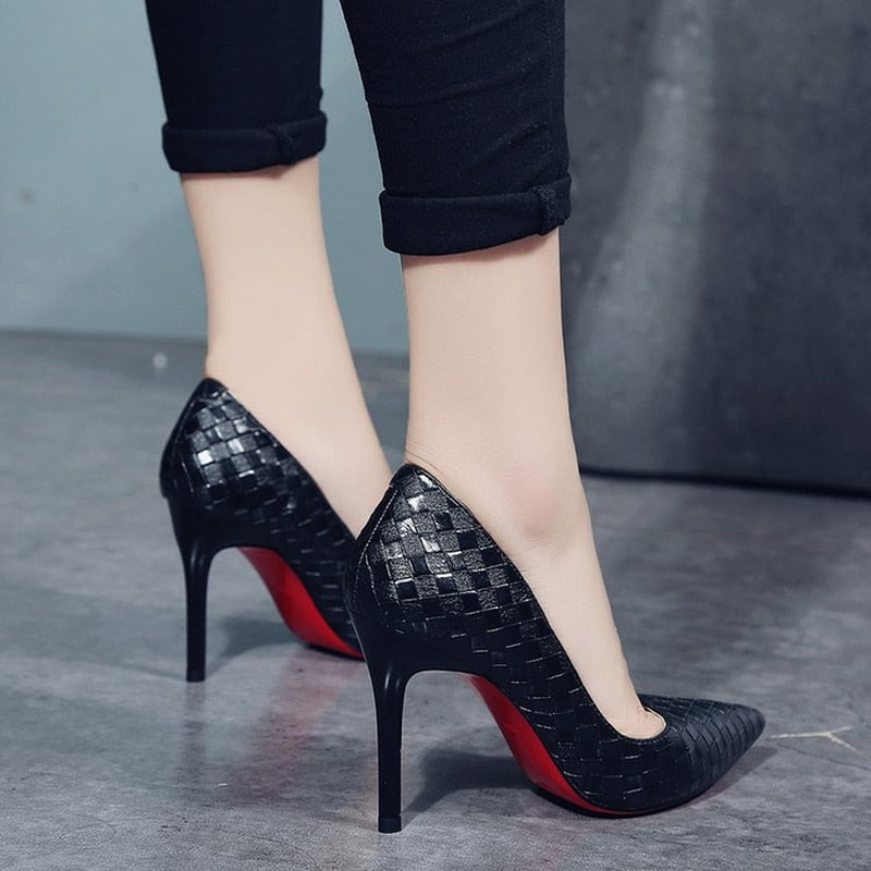 Europe Sexy Women Shoes  Red Bottom High Heels Pumps Spring/Autumn 2019 New Pointed Thin Heels Slip-on Shoes Woman Party Shoes