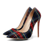 WETKISS Big Size 33-45 Stiletto Heels Women Pumps Red Pointed Plaid Shoes Women Shallow High Thin Heels 2020 Party Wedding Shoes