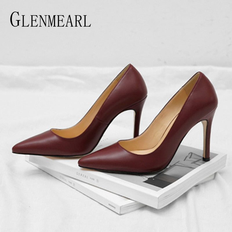 Women High Heels Shoes Brand Pointed Toe Woman Pumps Office Ladies Working Shoes Dress Spring Summber Plus Size Female Pumps DE